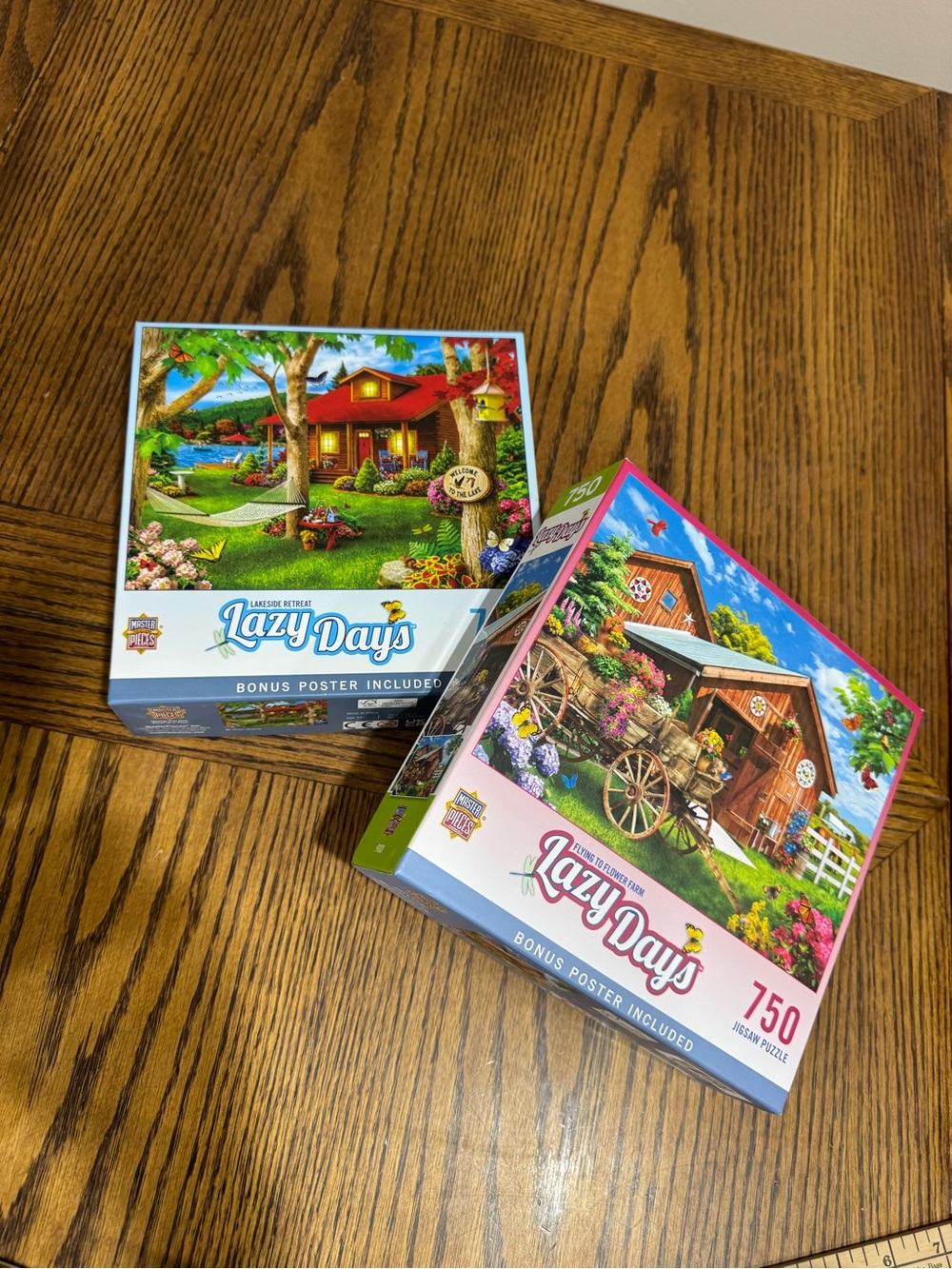 2 Lazy Days 750-Piece Jigsaw Puzzles - Colorful Cottage Scenes